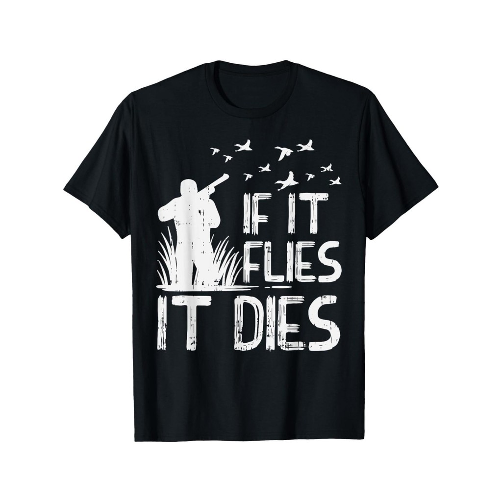 Kaos Berburu Pria "Fly or Die" - Desain Bebek Angsa Ayam Hutan, Katun Combed 30s Adem, Hadiah Pecint