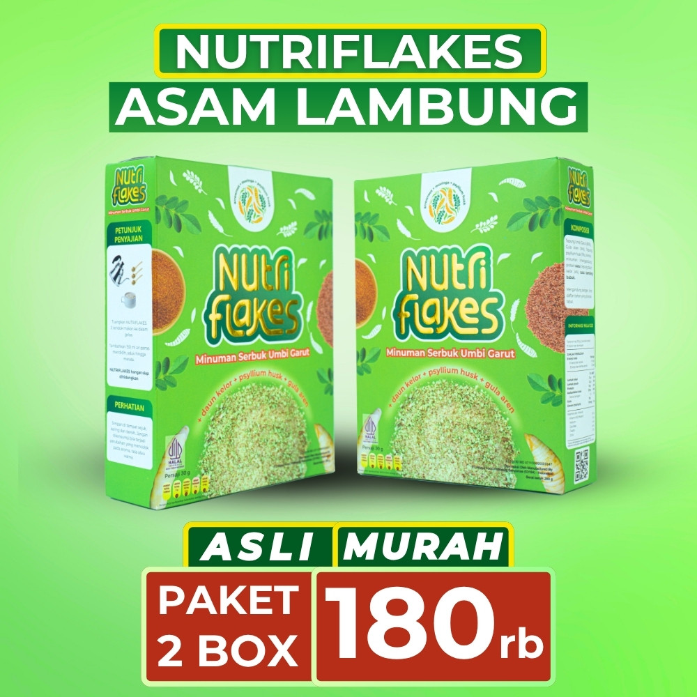 

Nutriflakes Umbi Garut Paket 2 Box – Atasi Asam Lambung & Gerd Tanpa Obat Kimia