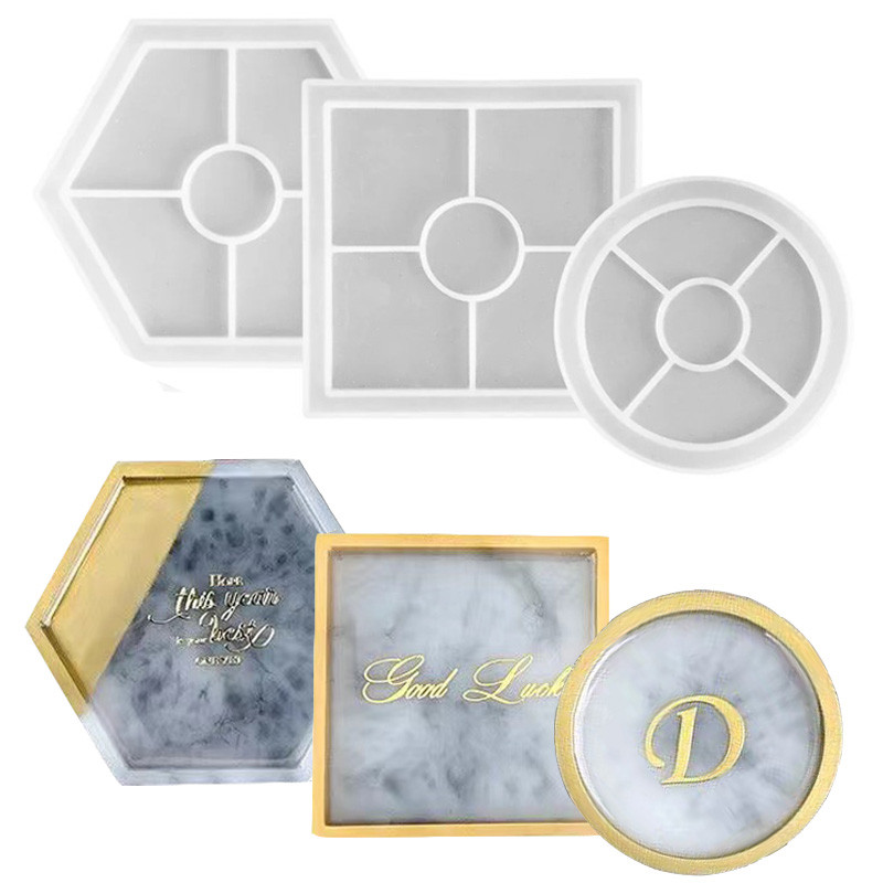 

Diy Crystal Epoxy Resin Coaster Mold Crystal Square Round Heart Hexagon Silicone Tray Mold Home Decoration Cup Mat Pad Mold