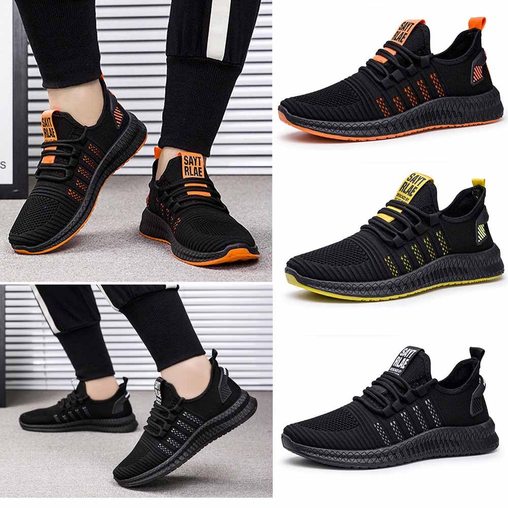 sepatu kasual casual sepatu pria hitam / slip on cowok rajut pria shoes