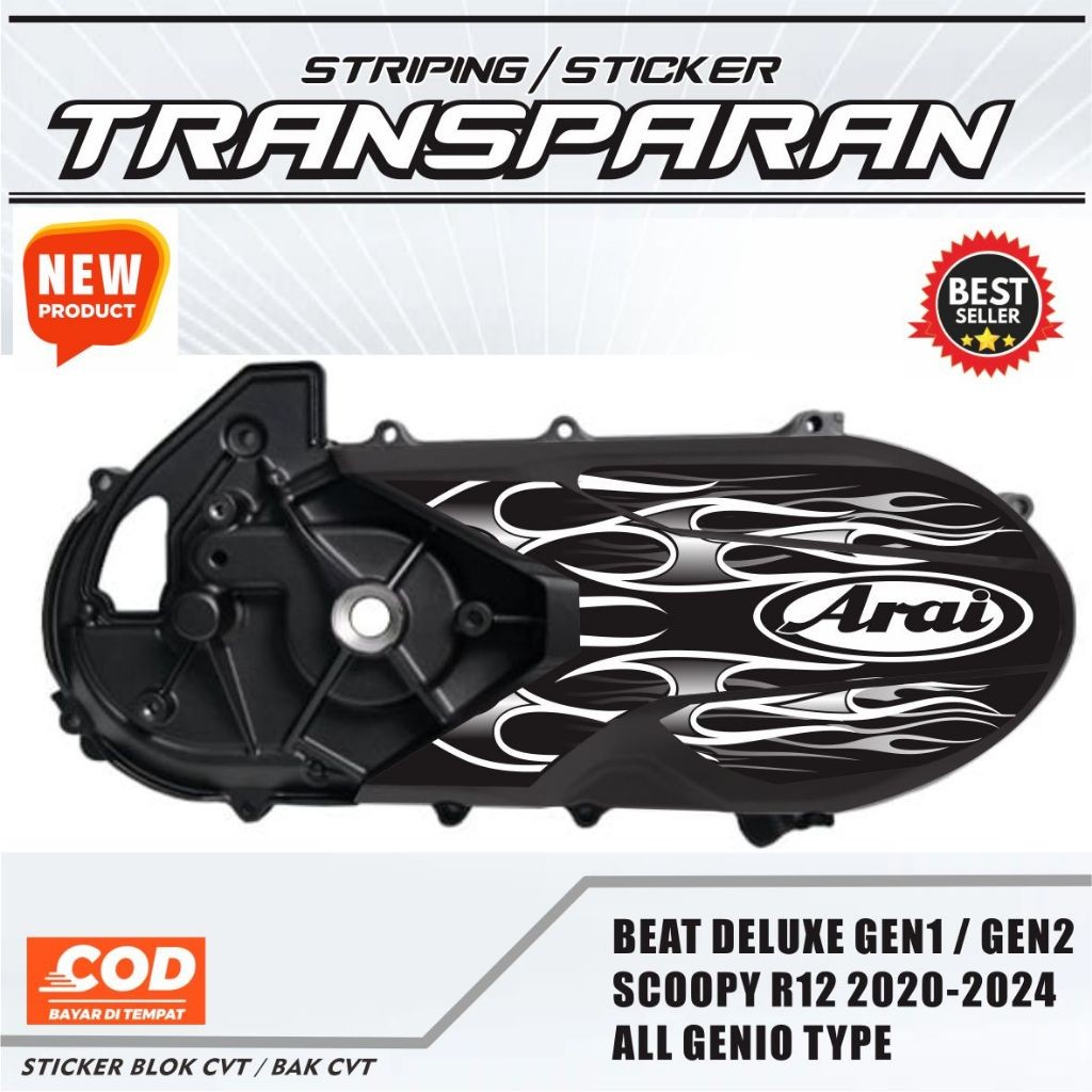STIKER TRANSPARAN CVT SCOOPY STRIPING CVT BEAT DELUXE HONDA GENIO STIKER MOTOR