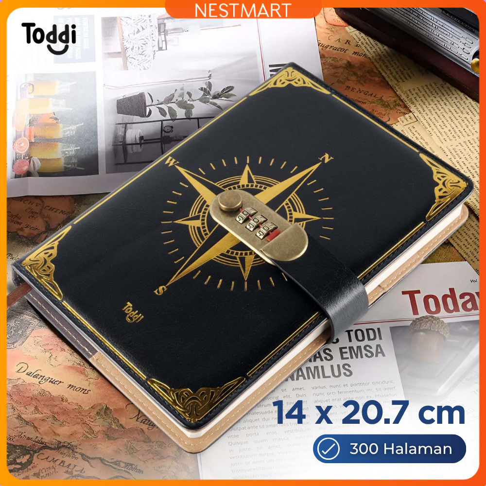 

Toddi Buku Jurnal Leather Notebook Diary 300 Halaman with Lock - JJ-03