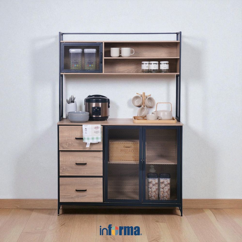 Informa Horvat Kabinet Dapur High - Hitam Kitchen Cabinet Lemari Kabinet Serbaguna Furniture Indoor 