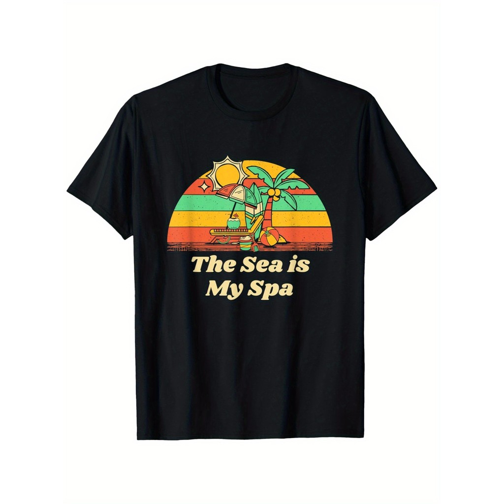 Kaos Meditasi Pantai Pria - Katun 100%, Kaos Nyaman & Keren untuk Liburan