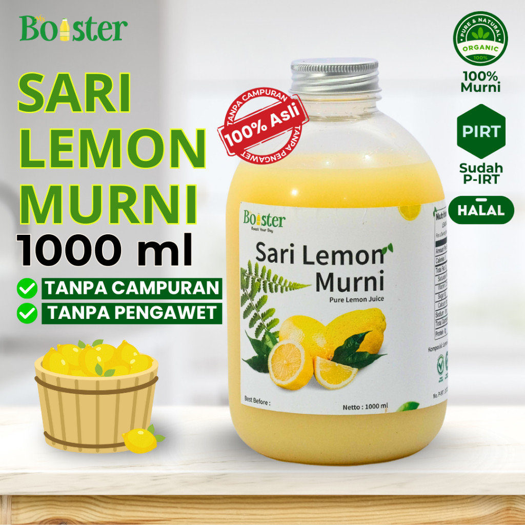 

MYBOOSTER SARI LEMON MURNI 1000 ML LEMON JUICE PURE 100% SARI LEMON CALIFORNIA ASLI ORIGINAL