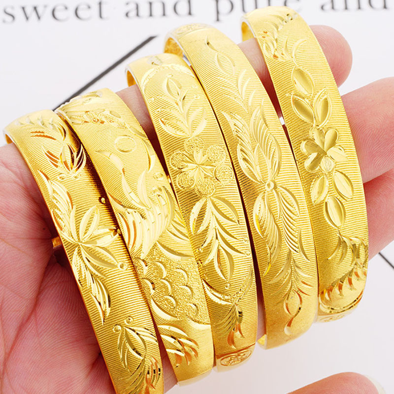 Gelang kuno emas pasir Vietnam 12mm wanita naga dan gelang kuningan phoenix