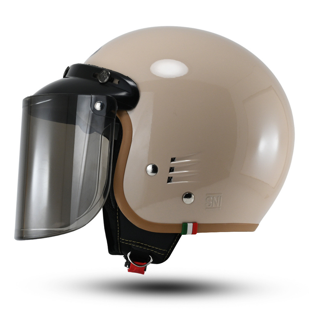 MANSAGAN  Helm Bogo Wanita Polos Retro SNI Warna Pastel Cewek Cowok Hitam Polos Premium