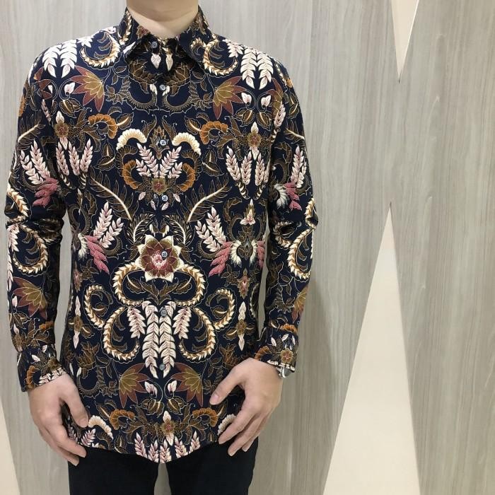 [GRIDLINE LS059]Kemeja Batik Slimfit Pria Katun Panjang Premium Modern - M