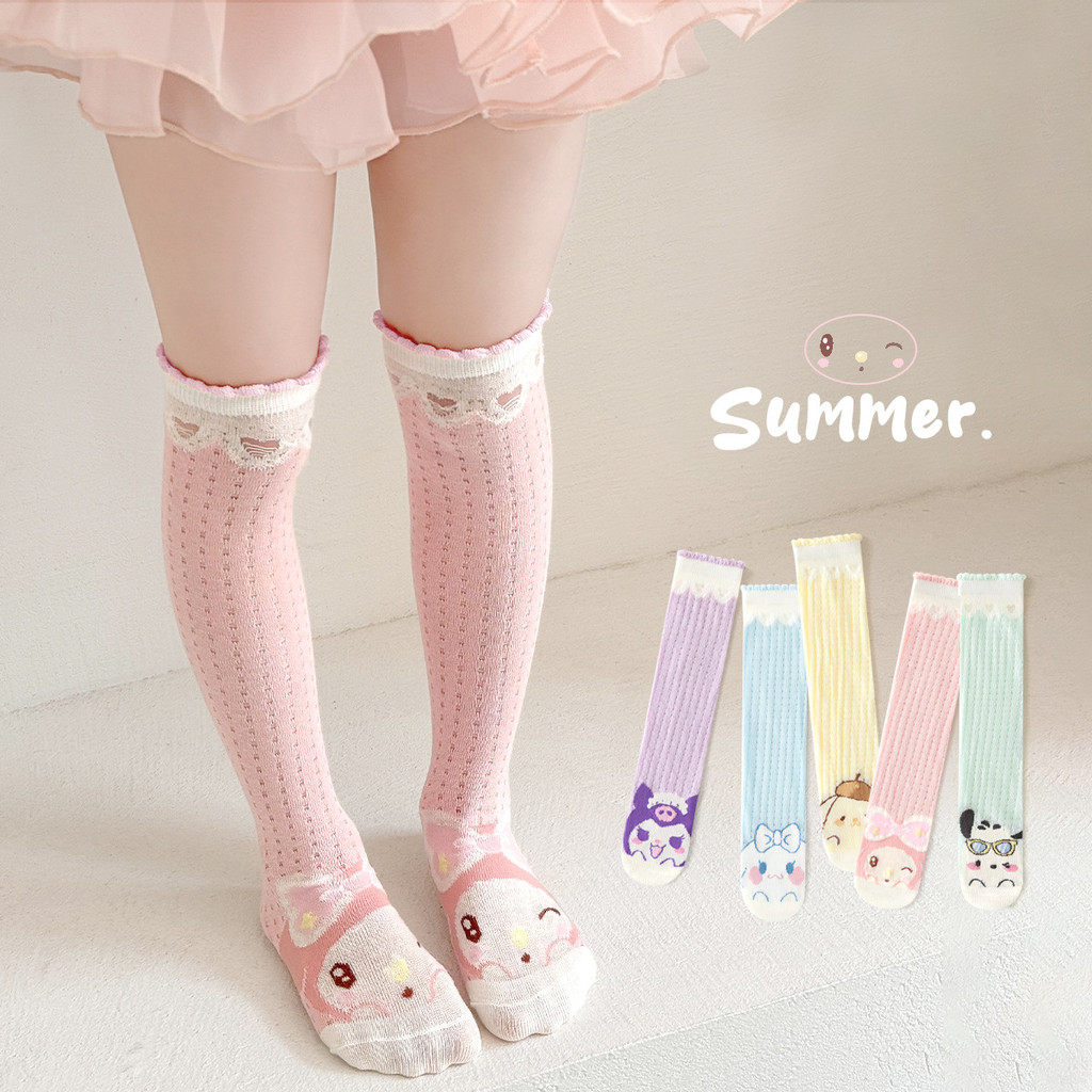 Kaos Kaki Anak Perempuan Tipis Panjang Selutut  3-12 Tahun Minliu