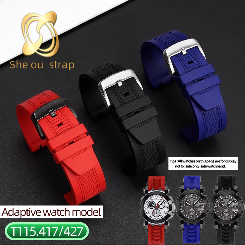 Silicone  For Tissot T-SPORT MotoGP Series T115.417/427/T1154273705100/T1154173705100  Watchband 22m