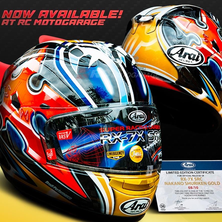 Helm Motor Full Face - Arai RX7X SRC Nakano Shuriken Gold Original