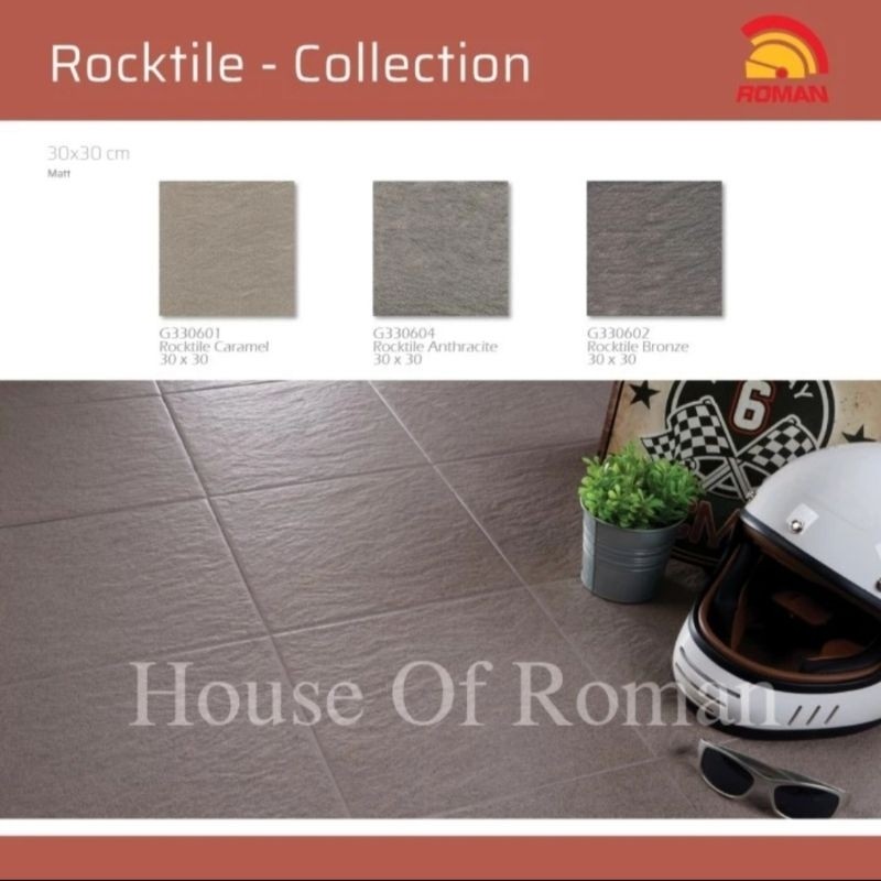 MIRAL_SHOP Roman Keramik 30x30 Rocktile Series (Floor Tile) / Keramik 30x30 Kasar / Keramik Lantai K
