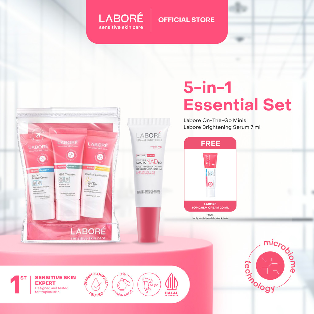 LABORE 5-in-1 Essential Set - LABORE On-The-Go Minis - LABORE Brightening Serum 7 ml - LABORE Topica