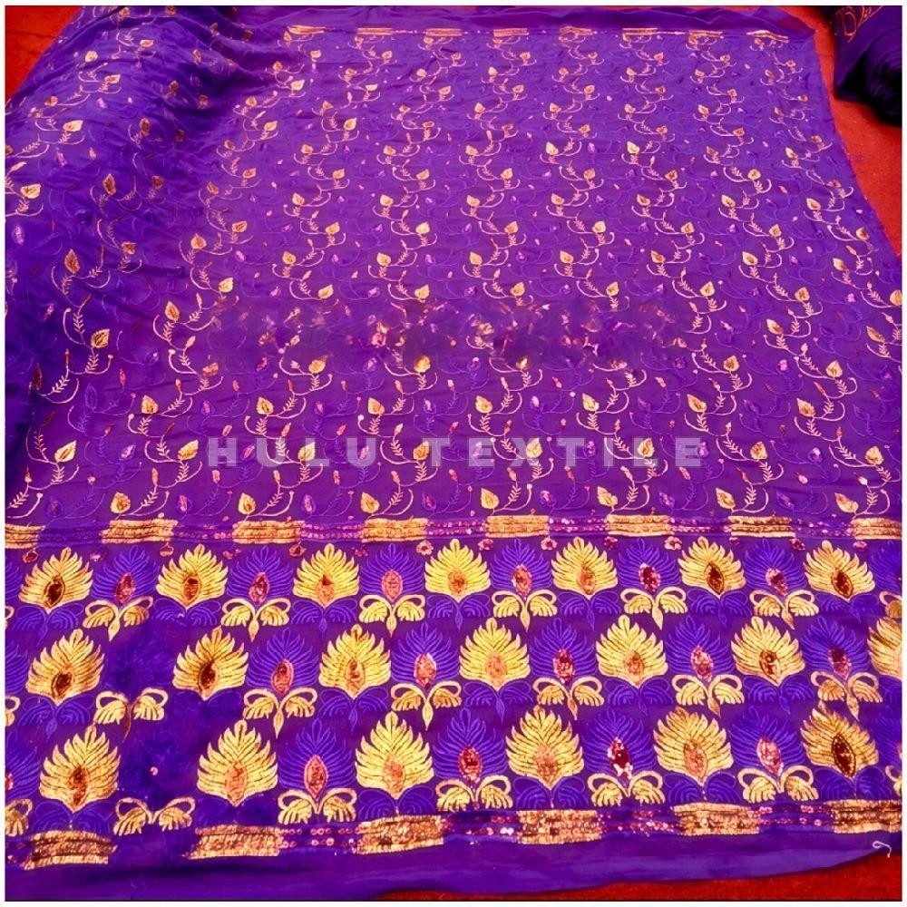 Bahan kain sari india full bordir payet spenggel Bakal kain sari untuk busana wanita