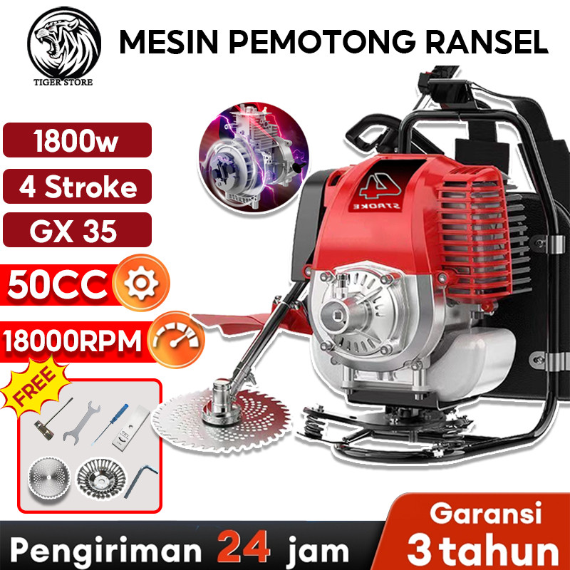 ECOSEN 1800W Mesin Potong Rumput 4 Tak Brush Cutter Gendong 50CC Mesin Pemotong Rumput Powerfull