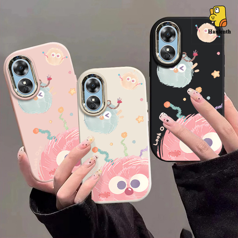 Casing hp Kartun tiga bola bulu SoftCase Lucu Chubby Case Cocok untuk OPPO A16 A16S A54S A3S A12E C1