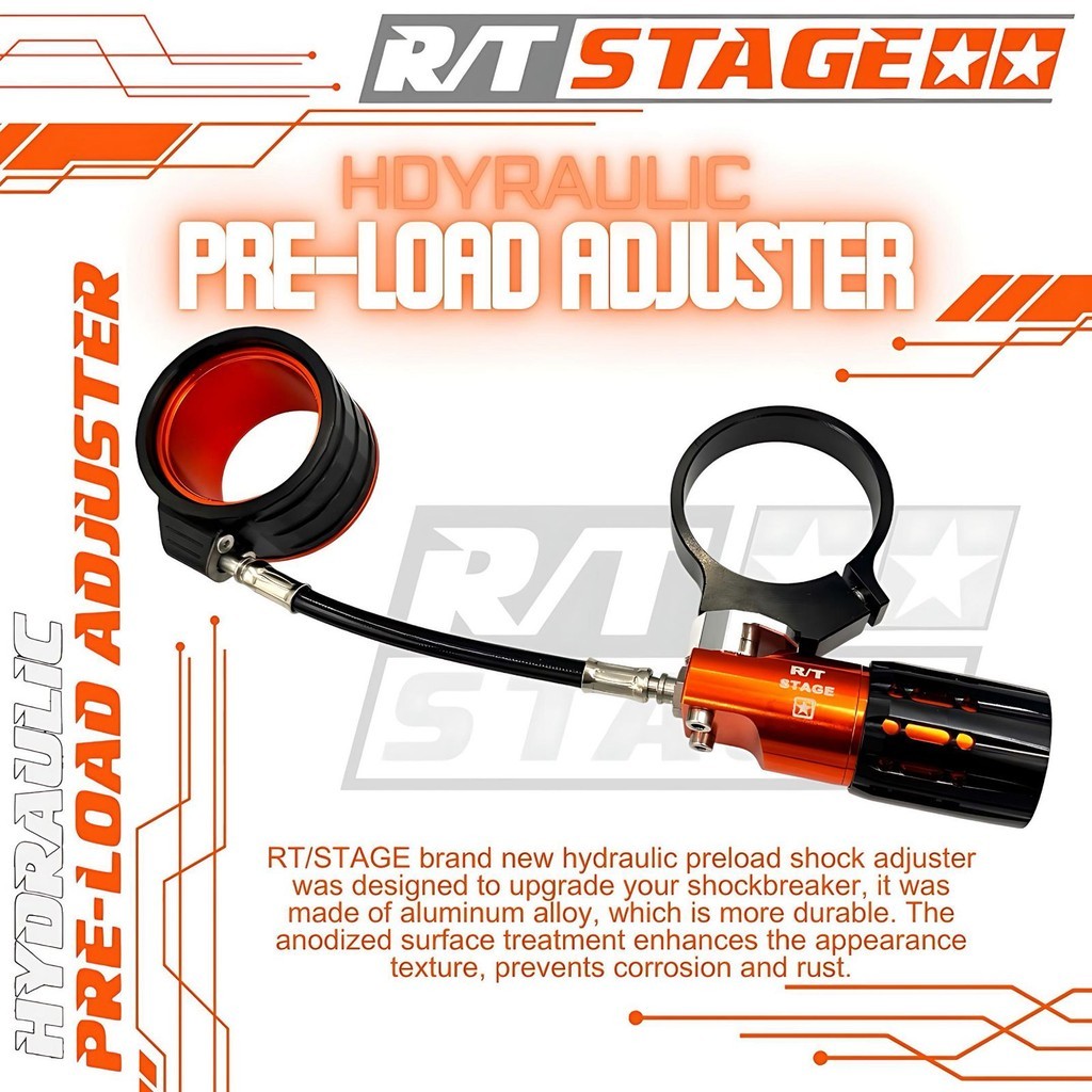 Hydraulic Preload Adjuster RT STAGE Adjuster Tabung Shock Belakang Atas Kiri