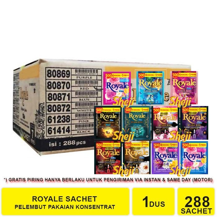 GERUSANBUPLAS 1 DUS ISI 288 SACHET ROYALE SOFTENER PEWANGI PAKAIAN