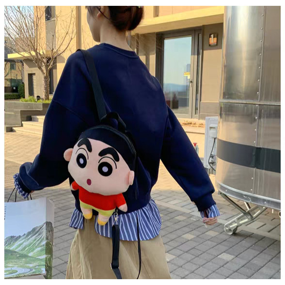 (COD)Tas Ransel Crayon Shinchan Boneka Sling Bag Fashion Motif Kartun Karakter Hewan Tas Sekolah SD 