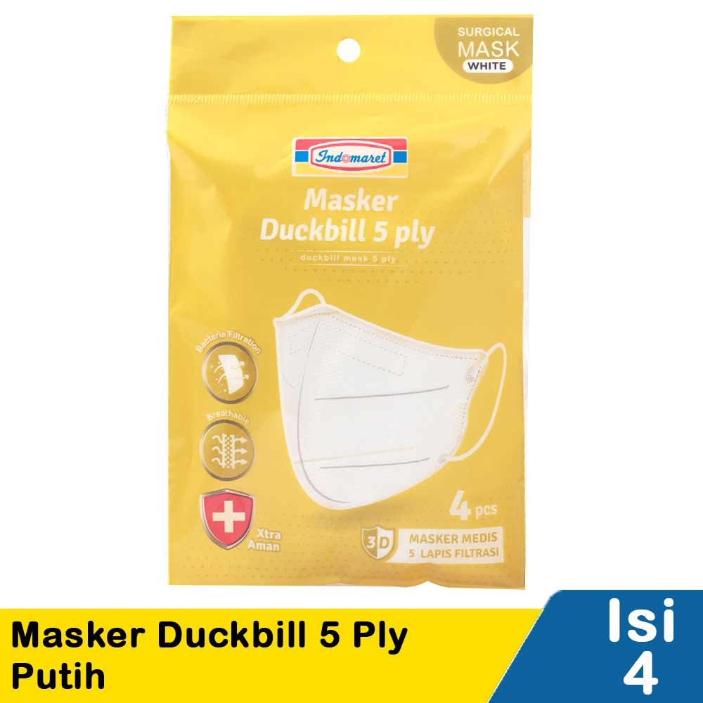 INDOMARET MASKER DUCKBILL 5PLY PUTIH 4's