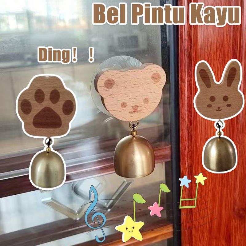 Bel pintu Liontin beruang Ornamen lonceng lucu Bel pintu kayu buatan tangan Liontin kamar tidur untu