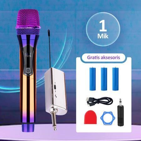 COD NEWW Rainbow Gradien 2pc Mic Wireless Profesional Microphone Cas USB FLECO M-32 / M-32S - Double