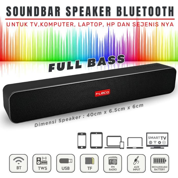 COD NEW PROMO Speaker Bluetooth Full Bass Bisa Sambung Ke TV , Laptop, Komputer, HP SOUNDBAR FLECO F