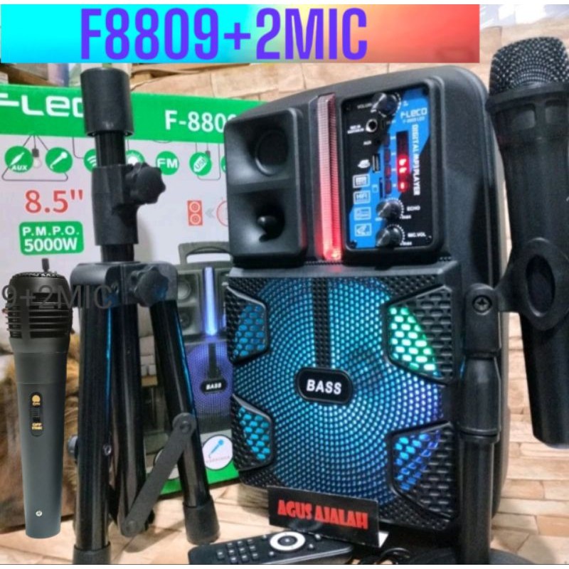 COD NEW speaker bluetooth karaoke 8,5 inch mic wireless x bass radio fm 5000watt LED xtra bass Best 