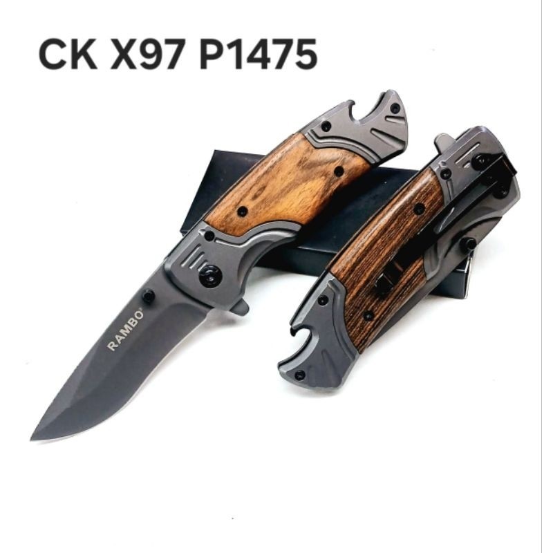 Pisau Lipat RAMBO CK X97 P1475 - Tactical Knife Lipat Kayu Multifungsi