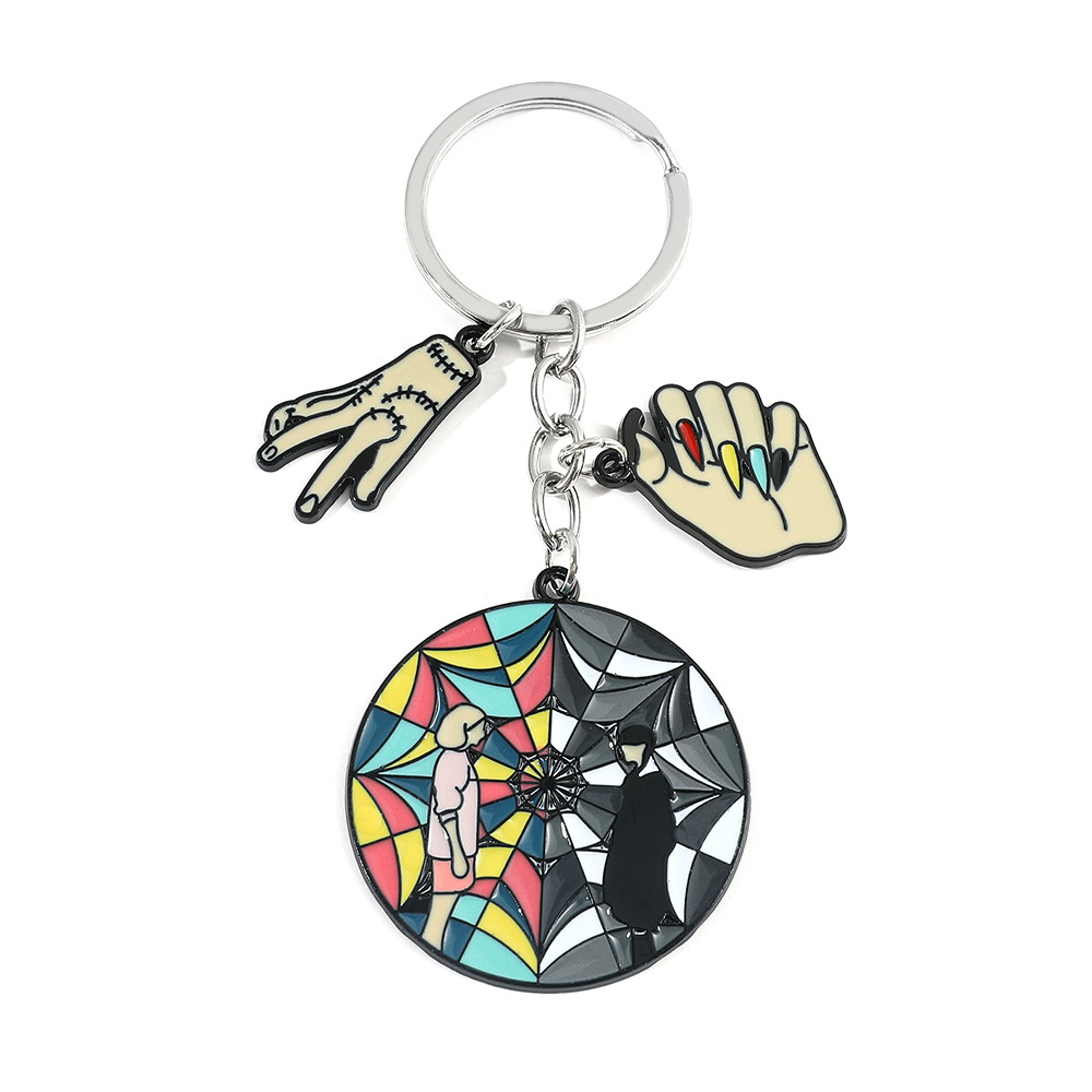 Wednesday Addams Keyain Figure Enid Wednesday Thing Hand Pent Keyring Car Backpack Key Holder Gothic