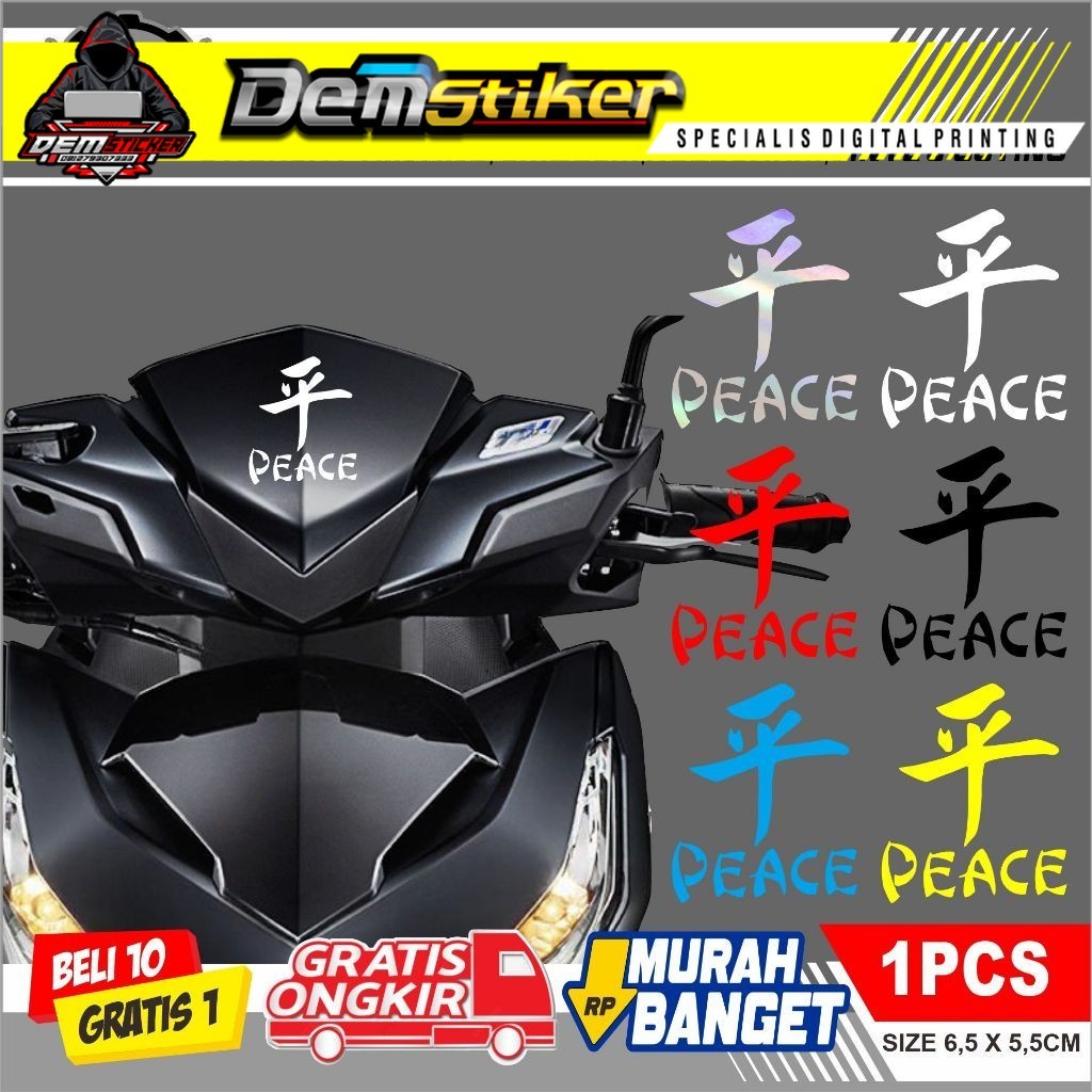 Stiker Visor Tulisan Jepang/China Peace untuk Kepala Motor Vario 160