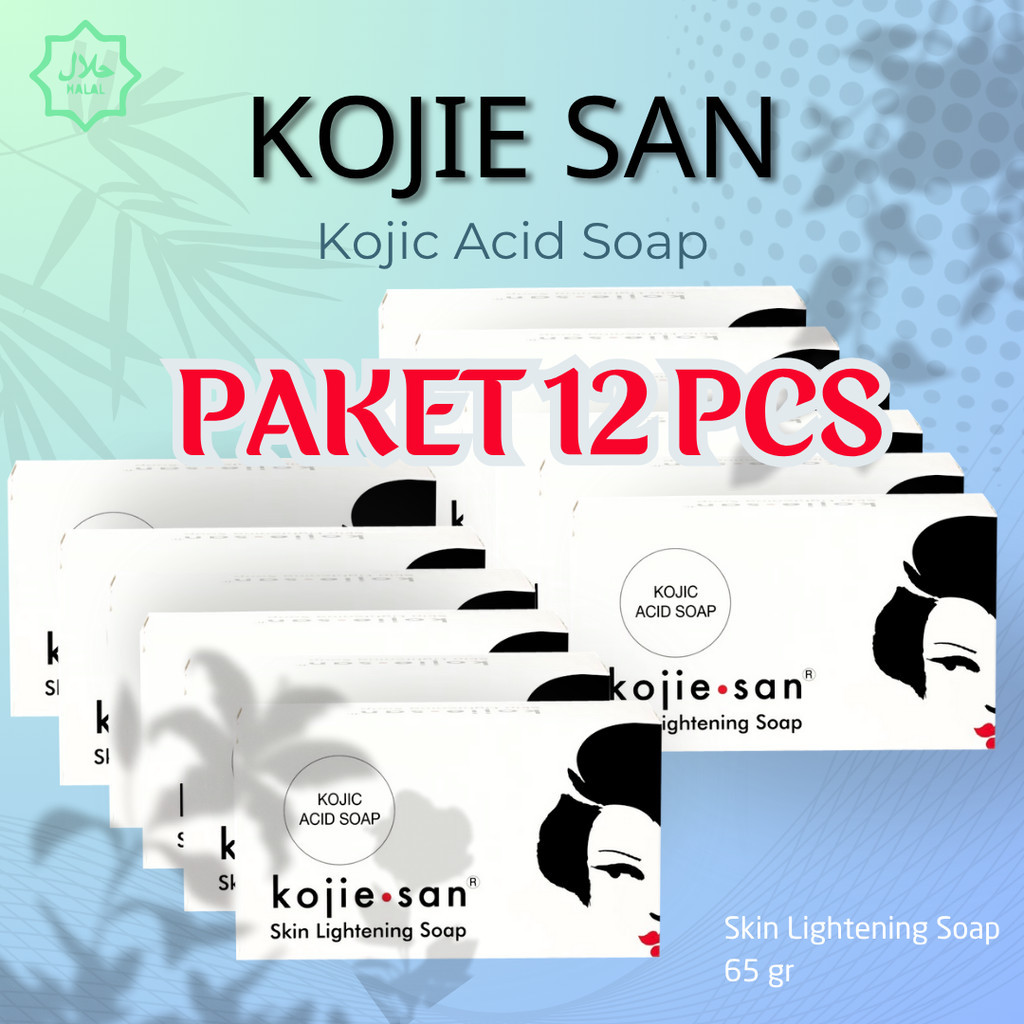 [PAKET 12 Pcs ] Kojie San Skin Lightening Soap | Kojiesan Sabun Wajah Kojiesan Sabun Pemutih Badan B