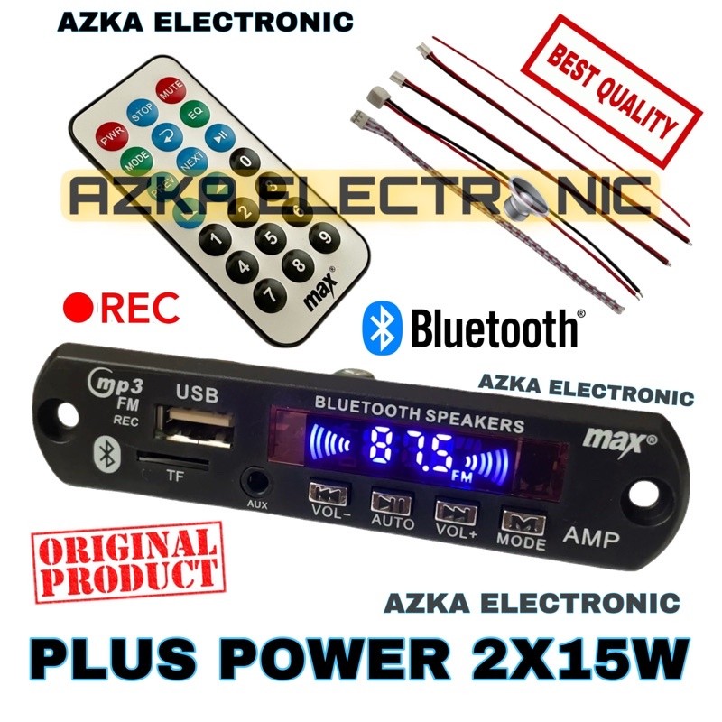 PIXELBYTE Kit Modul Mp3 Bluetooth MAX Plus Power Amplifier 2x15W