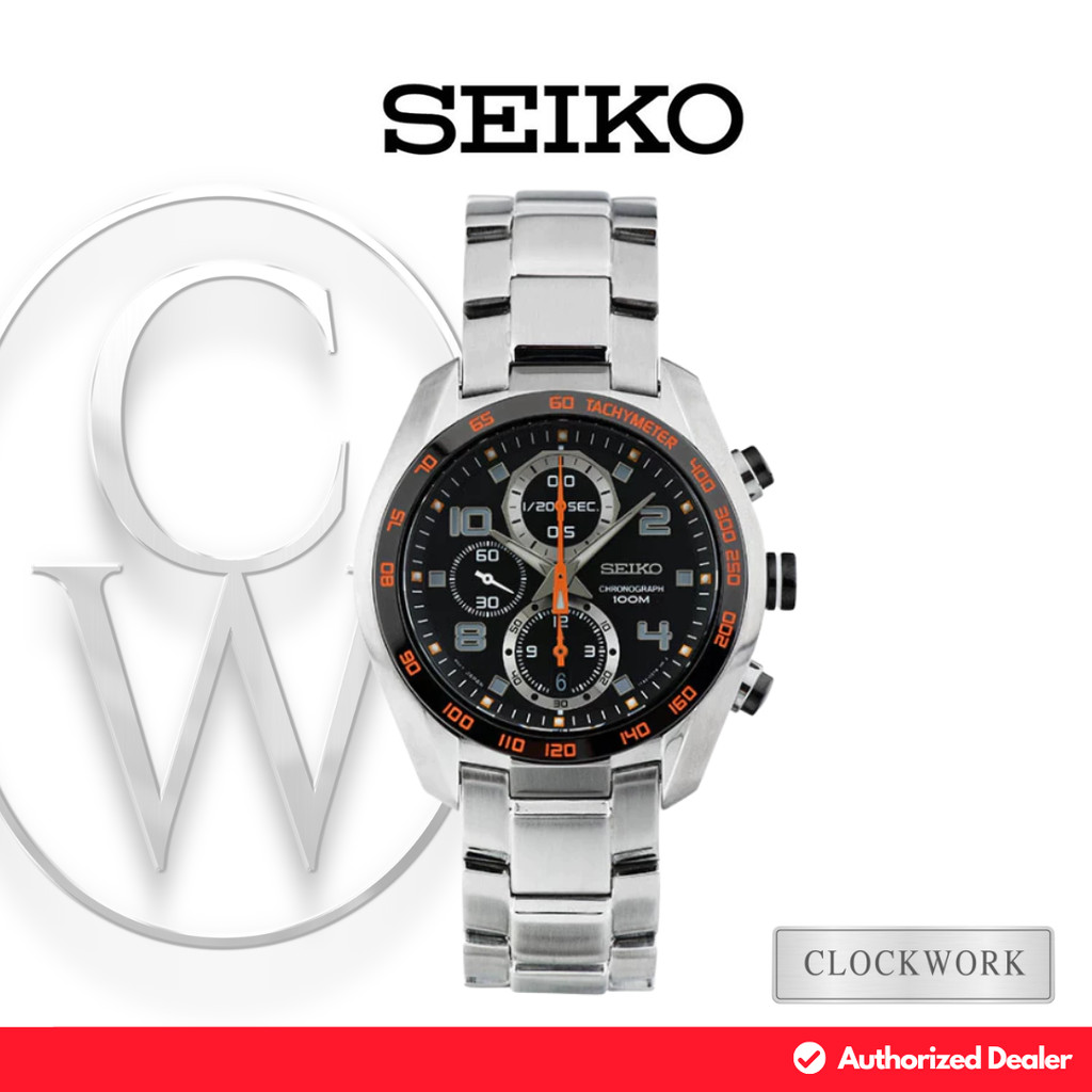 Jam Tangan Pria Seiko Chronograph SNDD37P1 Rantai Sporty Casual Silver Dial Hitam