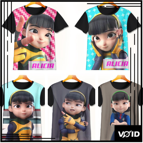Kaos Ejen Alicia 3D Keren | Kaos Kartun Ejen Alicia | Baju Ejen Alicia Murah Untuk Anak Umur 1-12 Ta