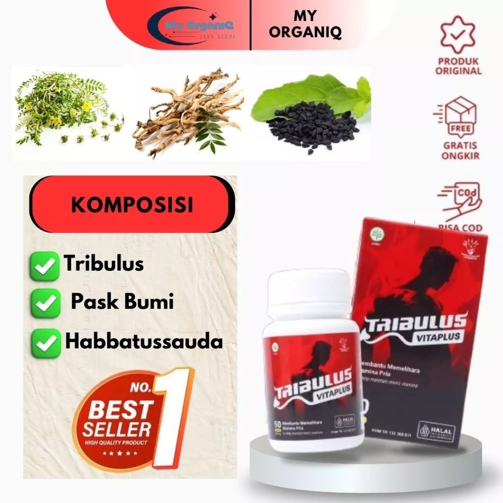Tribulus Kapsul Original - Tribulus Vitaplus Isi 50 Kapsul Bpom