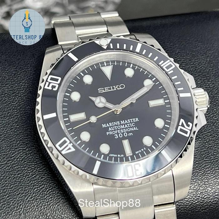 Seiko Submariner Black No Date El Clasico NH35 Sapphire Automatic