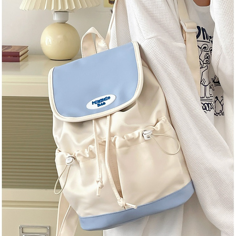 LOISSHOP (ready)Tas Sekolah korea Tas ransel Wanita Besar berkapasitas besar import fashion kuliah B
