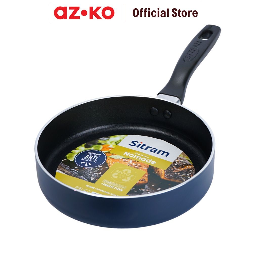 AZKO Sitram 16 cm Wajan Penggorengan Mini - Biru Navy