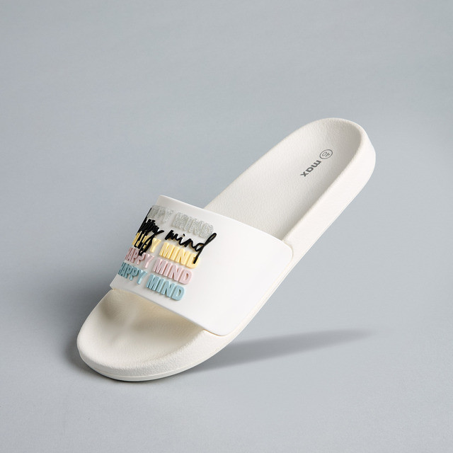 Max Fashions Sandal Wanita Applique Detail Slides - White