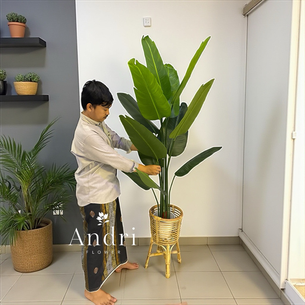 DAUN PISANG JUMBO BUNGA SUDUT DEKORASI RUANGAN BUNGA PELASTIK