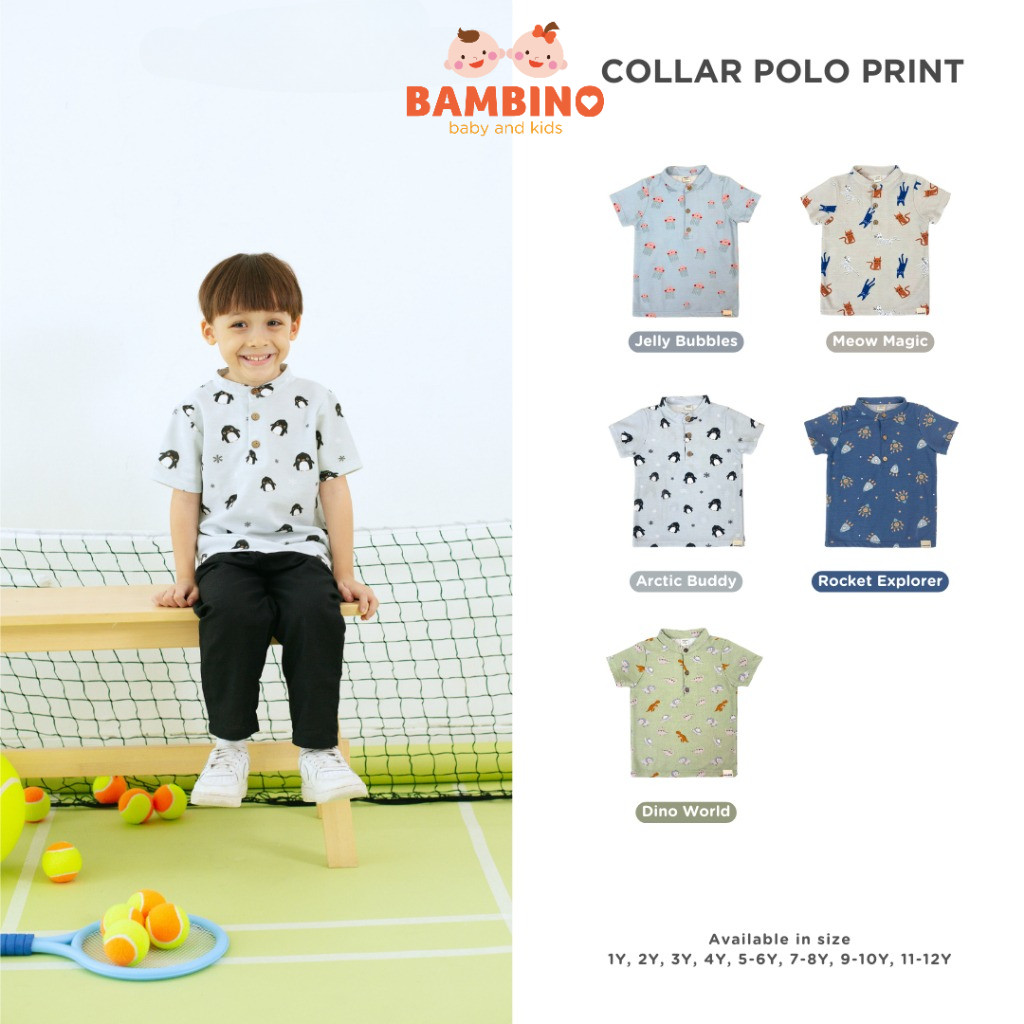 ARDENLEON Kemeja Polo Anak Collar Polo Shirt Print