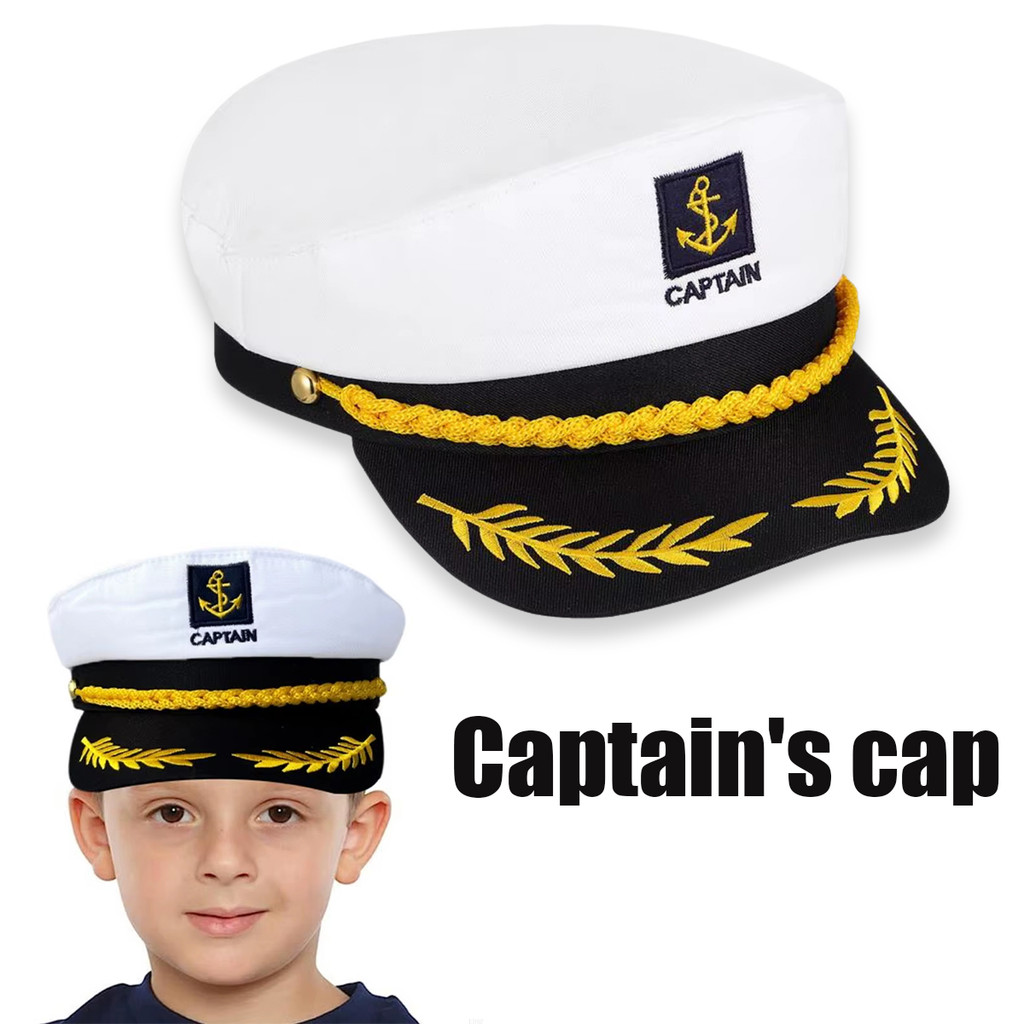 Topi Kapten,Topi Sailor Topi Kapten Kapal Cosplay untuk Anak Dewasa Topi Pet Taruna Pelayaran Captai
