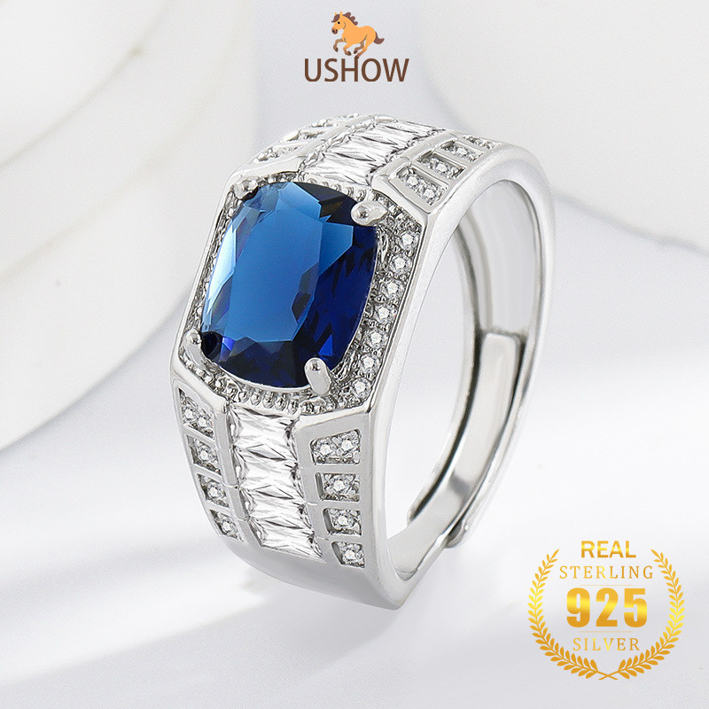 USHOW Cincin Topaz Baru Perak S925 Untuk Pria Grosir