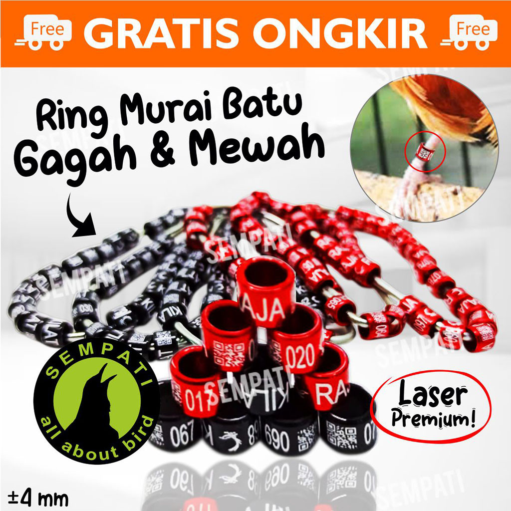 SEMPATI Ring Murai Laser Ring Penanda Kaki Burung Murai Gelang Stainless Barcode Cincin Penanda Kaki