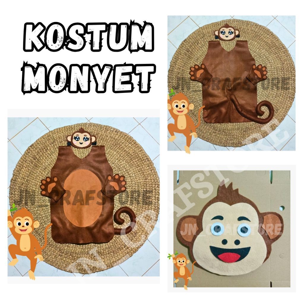 ARUMBINA Kostum Monyet Flanel/Kostum Karakter Hewan Monyet