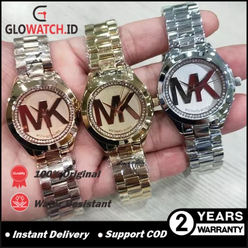 [Promo] Jam Tangan Wanita M.K Mini Slim MK-3549 MK-3477 MK-3548 Stainless Steel Strap (Garansi 2 tah