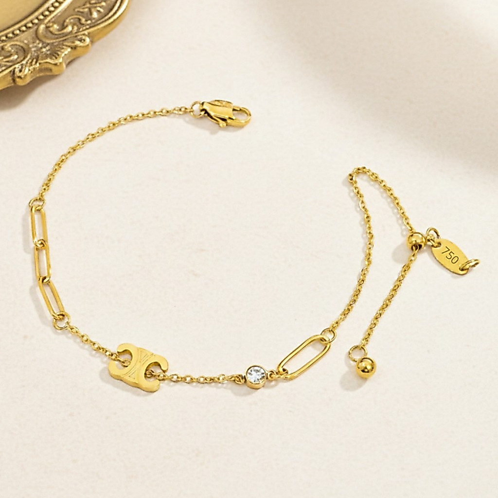 G290 Gelang Titanium Premium Wanita Lapis Emas 18 KGP