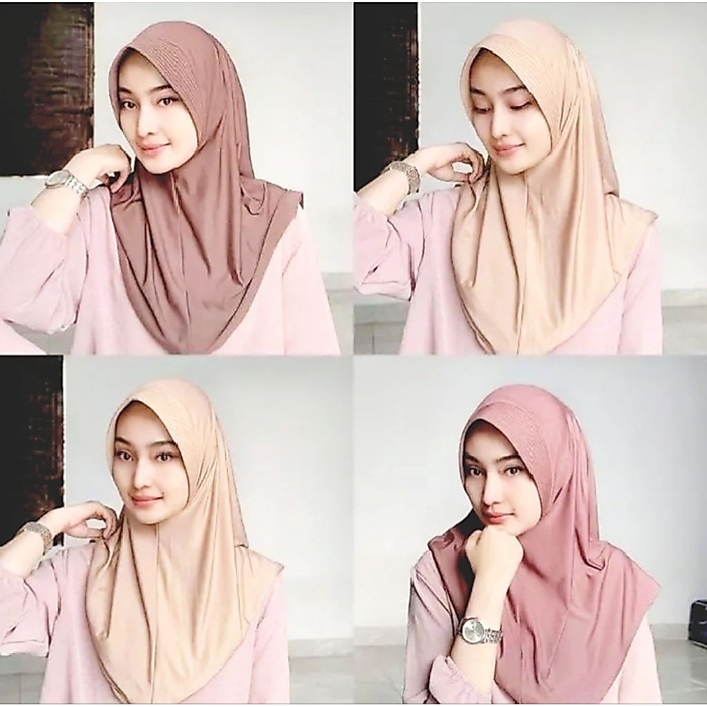 SHD - JILBAB Instan Bergo Hamidah Jersey Premium Size L