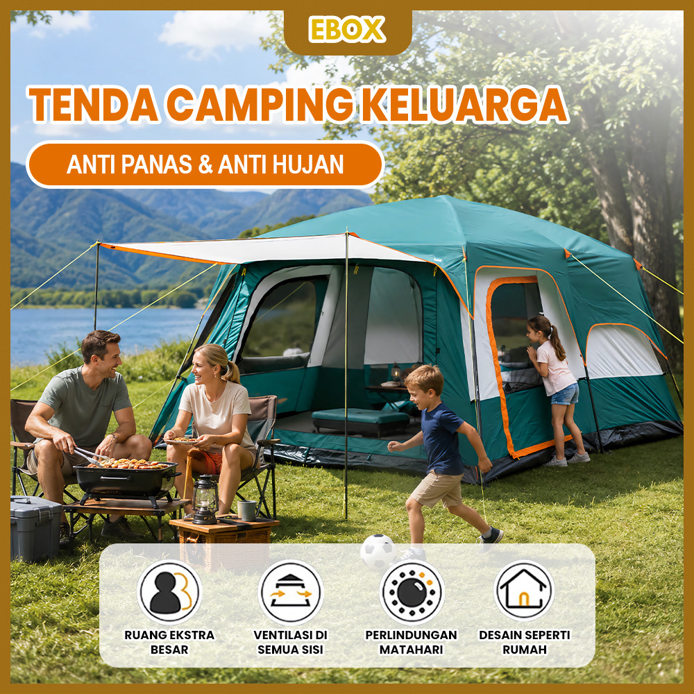 Tenda Camping Jumbo 10-13 Orang Tenda Outdoor Ada 2 Ruangan Waterproof Luxury Automatic